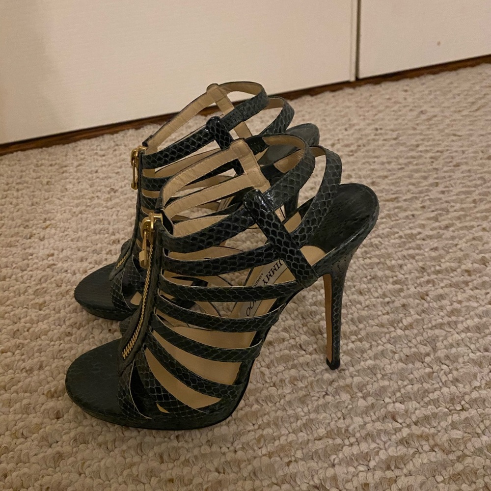 Jimmy Choo Green Python Glenys Gladiator Sandals - image 7